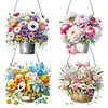 4Pcs Diamond Painting Acrylic Flower Pendant Single Side Drill Home Garden Decor