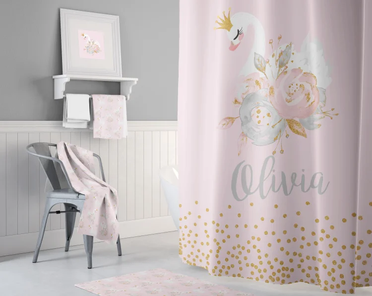 Personal Kids Swan Shower Curtain|C21