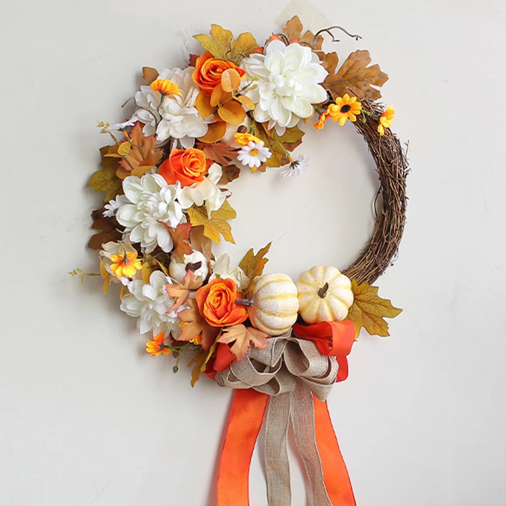 Autumn Simulation Pumpkin Wreath Thanksgiving Door Ornament