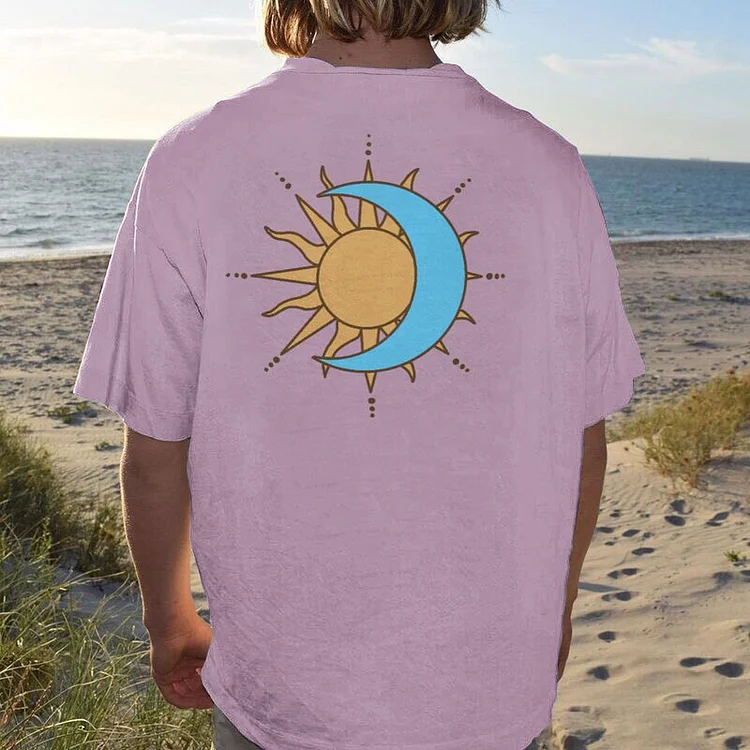 Men Fashion Sun Print T-shirt 4d16