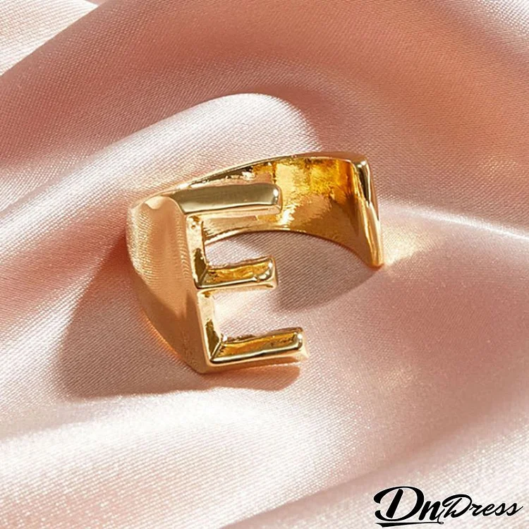 Women Fashion Simple 26 Alphabet Opening Ring