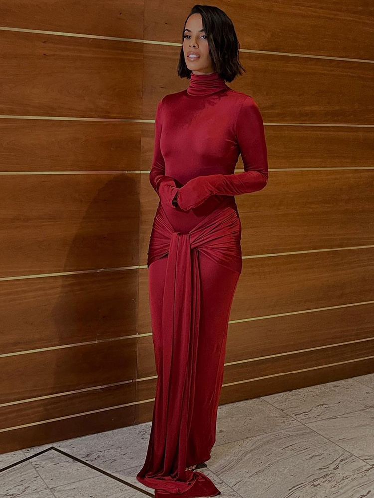 Autumn 2023 High Neck Bodycon Maxi Dress for Women | Vestes Novas