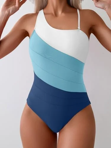 One Shoulder Tummy Control One Piece Swimsuit
