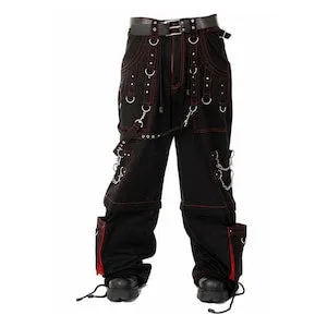 pornhint Pornhint Men Gothic Cyber Trouser Red Thread Bondage Pant Punk Shorts Metal Studs Trouser Pant Gothic wears pants Hi-406-GT