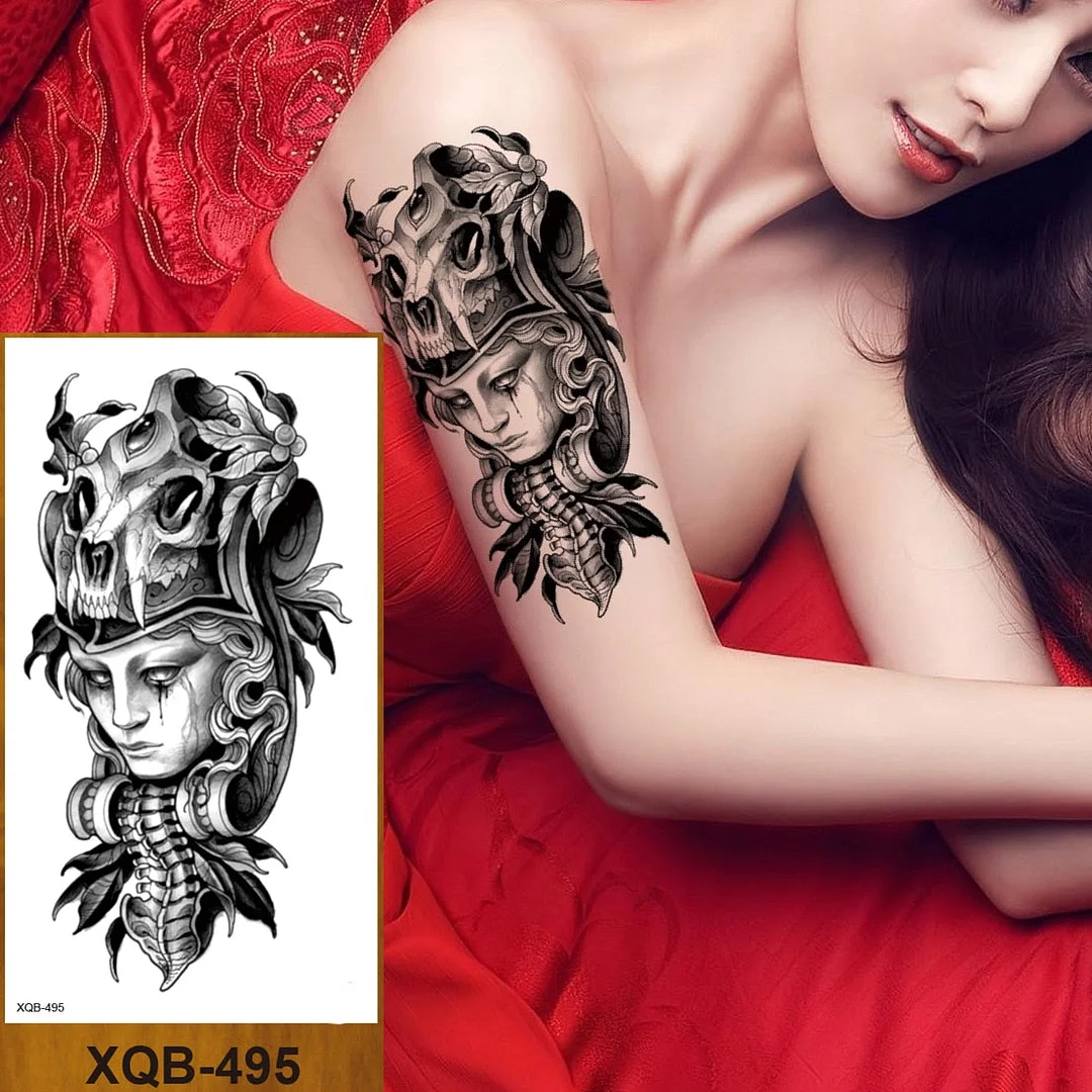 Temporary Tattoos Stickers Beauty & Snake Bear Owl Fox Mermaid Egypt Queen Sexy Men Women Girl Flower Arm Body Chest Fake Tatoo