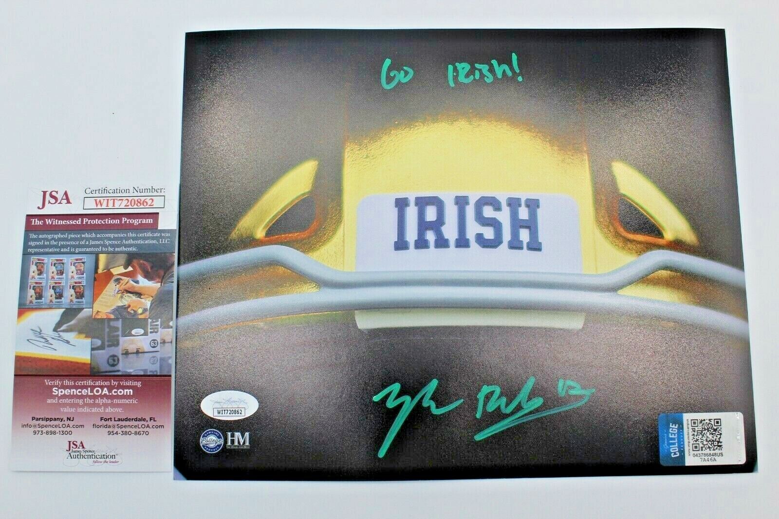 Tyler Buchner Signed Notre Dame Fighting Irish 8x10 Photo Poster painting w/JSA COA Witness