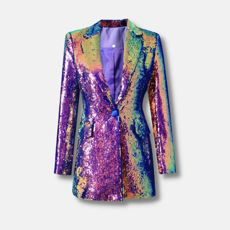 Brownm Sequin Long Blazer