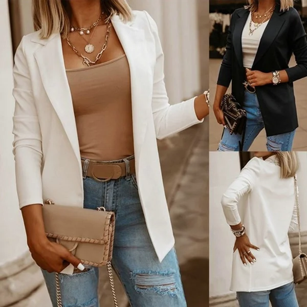 Women's Cardigan Jackets Coat Autumn Spring Fashion Long Sleeve Open Front Solid Color Casual Oversized Long Blazer
