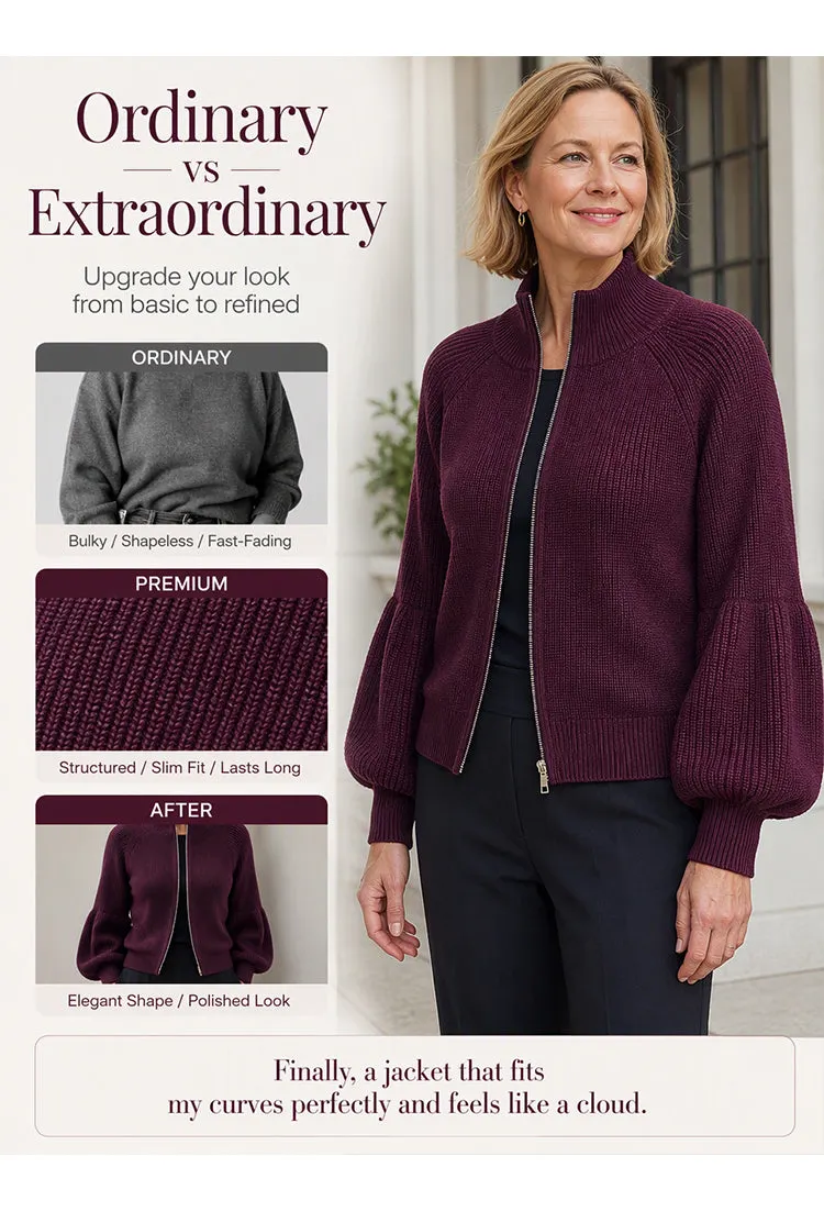 Women's soft knit zip jacket