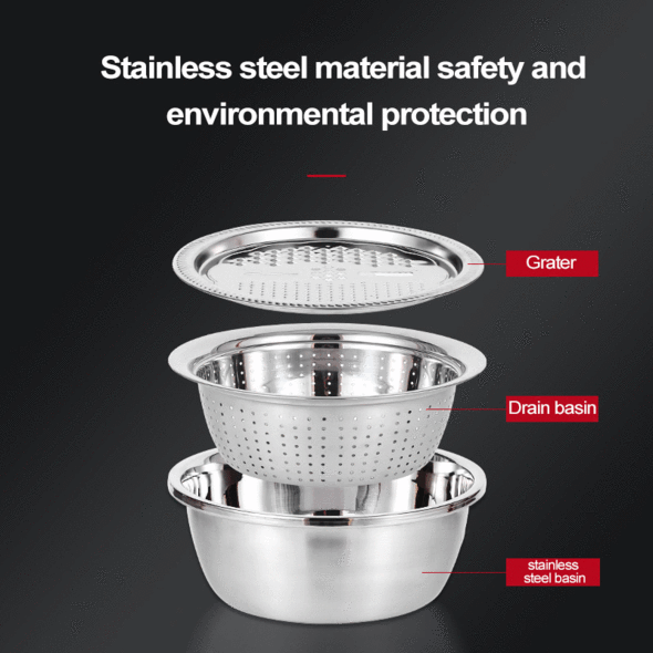 Home Kitchen Portable Multifunctional Stainless Steel Grater Basin
