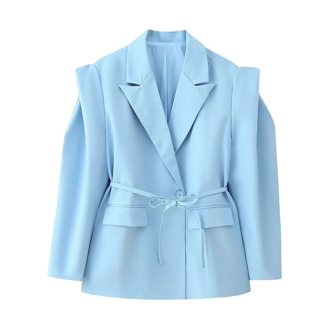 Nigikala Nigikala New Fashion Temperament Pad Long Sleeves Waistband Strap Shoulder Suit