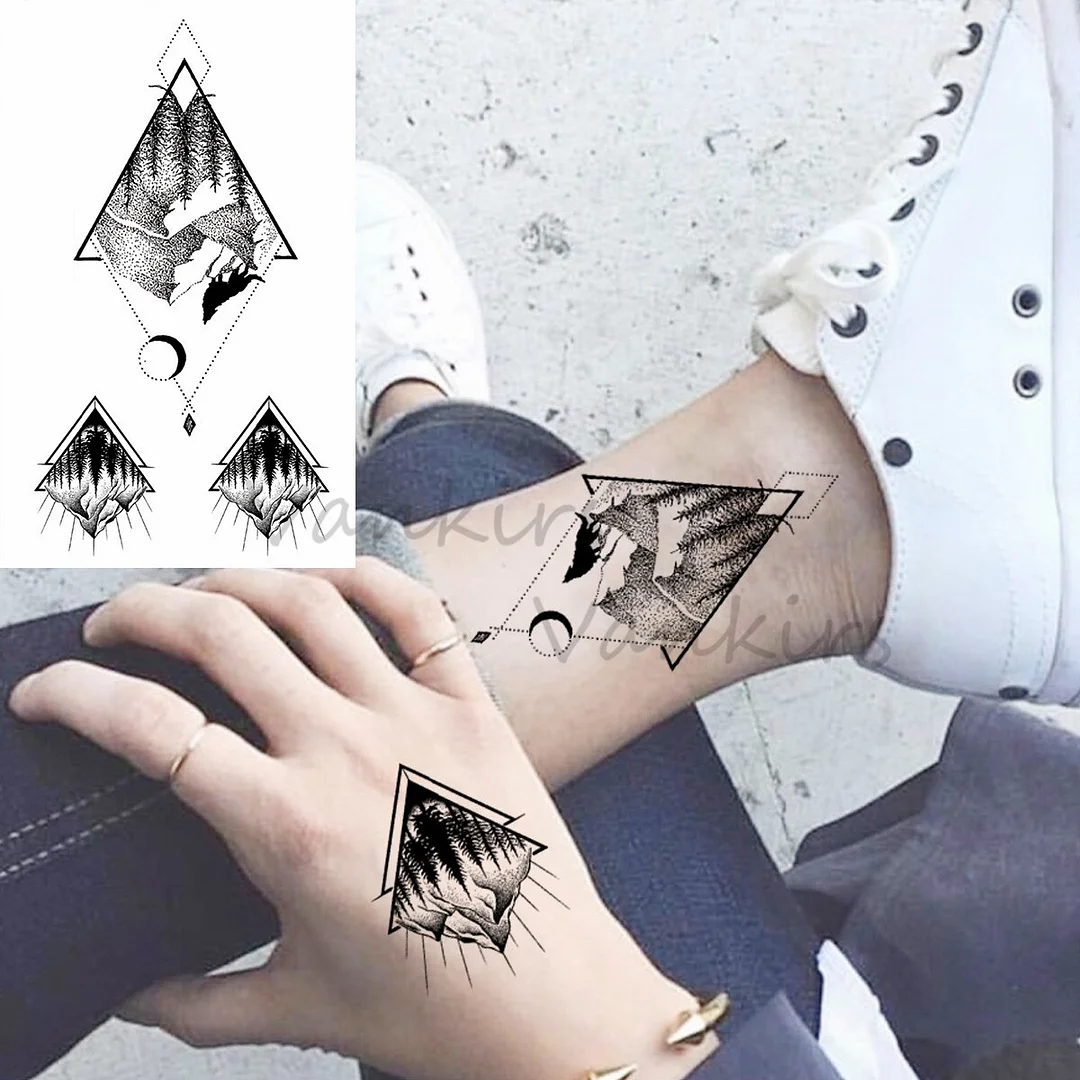 Sdrawing Cloud Coconut Tree Temporary Tattoos For Adults Girls Tiger Flower Compass Mountain Fake Tattoo Sticker Arm Leg Tatoos