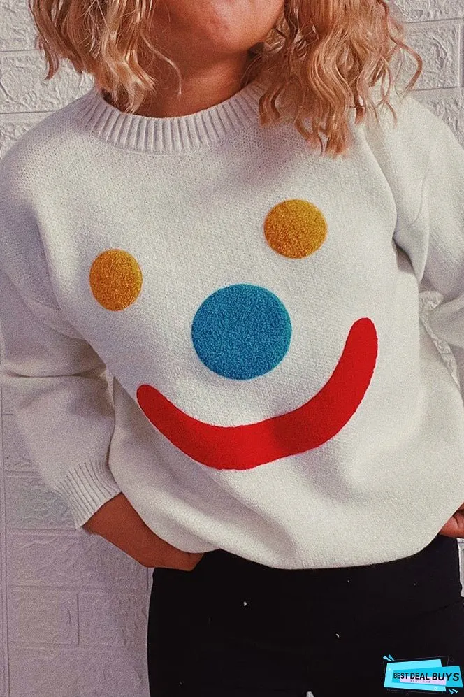 Clown Smile Knit Pullover Sweaters Winter Outfits