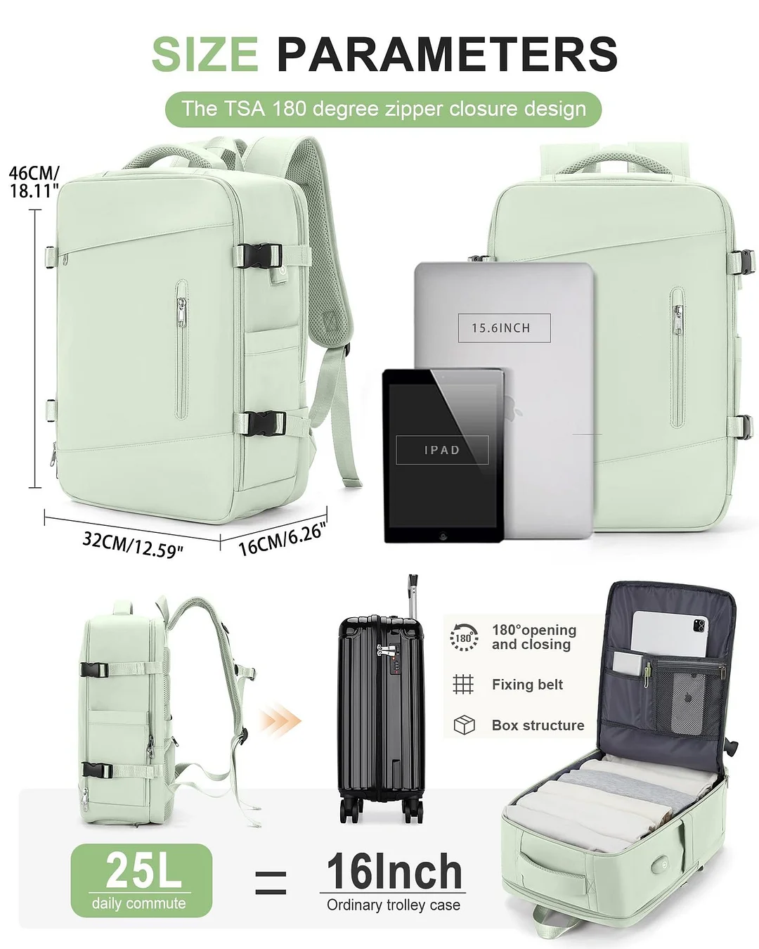 Outdoor Travel backpack large Capacity carry on  Airline Flight with USB Charging Port with shoe compartment