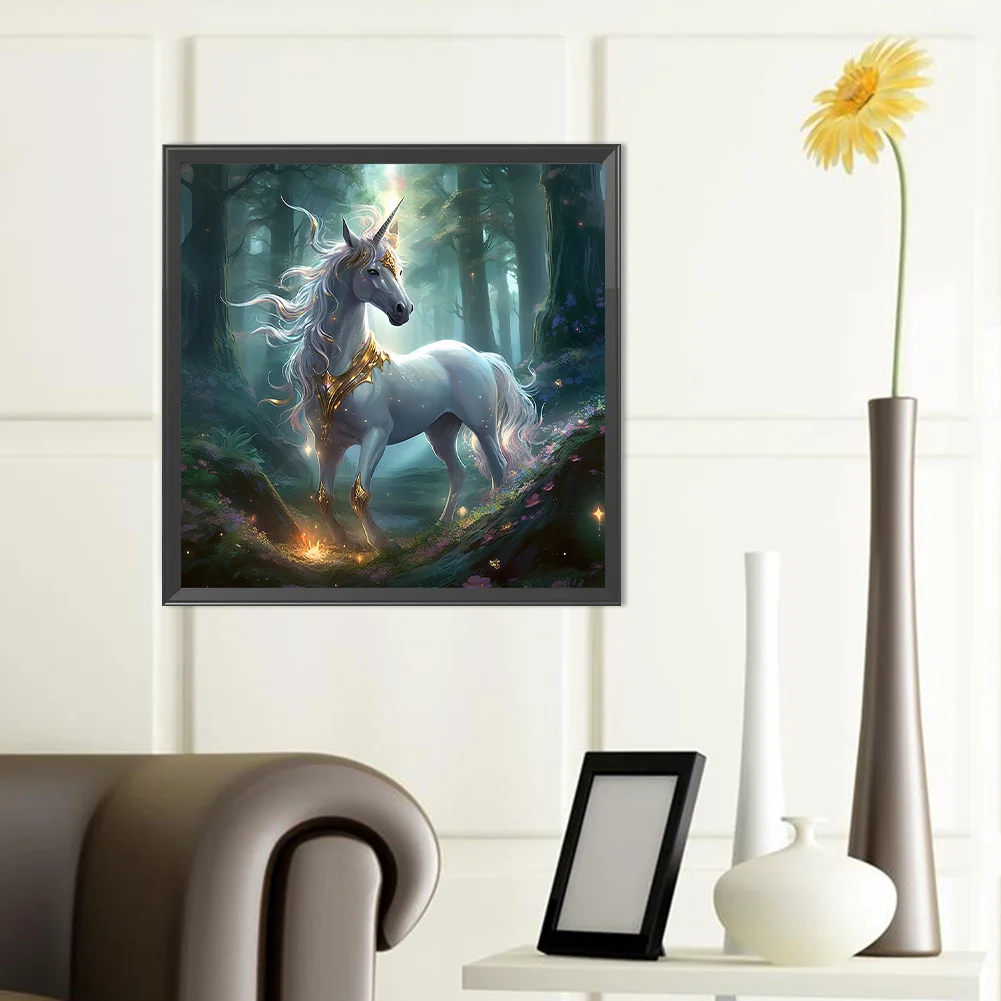 Full Round Diamond Painting 40*40cm - Forest Unicorn