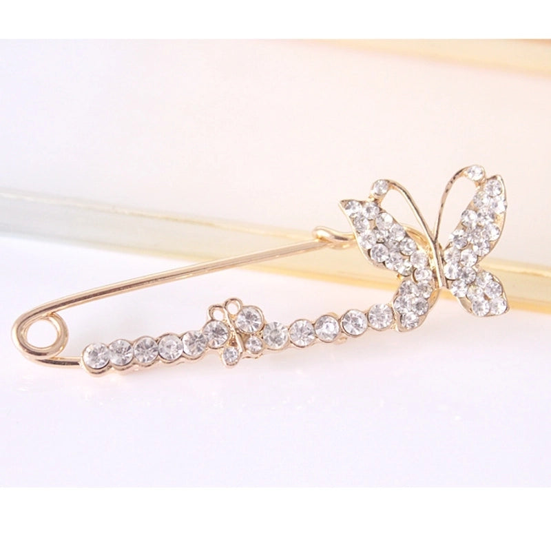 Spot Fashion High-end Gifts Korean Style Corsage Jewelry Shiny Rhinestone Crystal Bauhinia Flower Women Ring Brooch