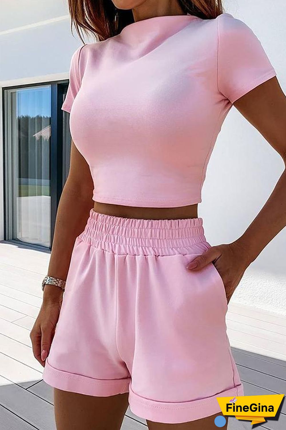 Weekends Away Knit Solid Shorts Suit