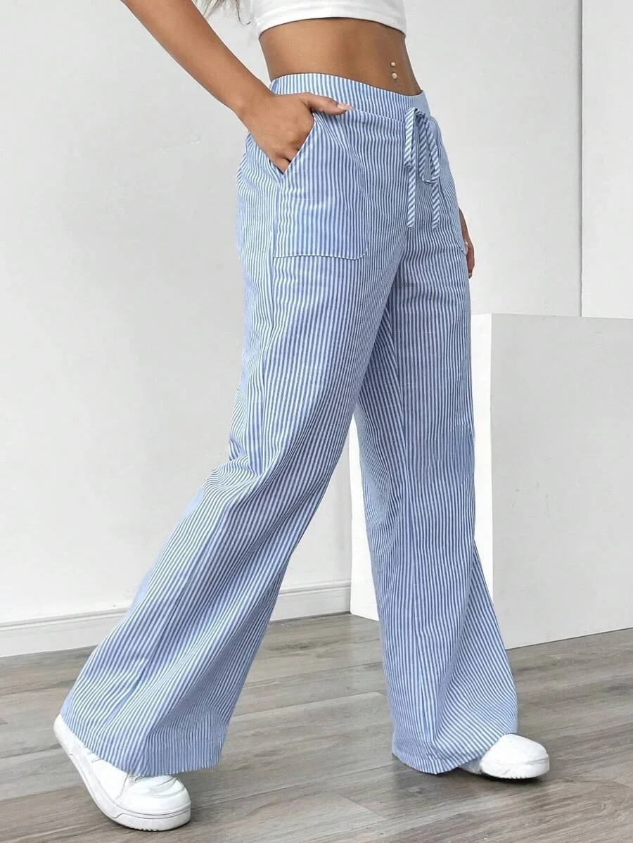 Nigikala Nigikala New Striped Trousers Casual Street Fashion Loose Broad-Legged Women