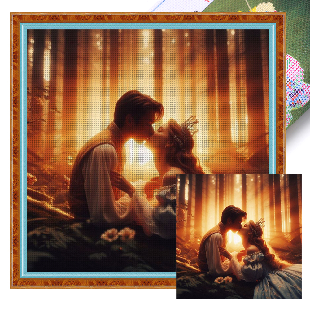 Couple In The Forest Full 11CT Pre-stamped Canvas(40*40cm) Cross Stitch