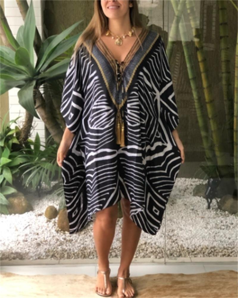 Kaftan Print Loose Casual Dress