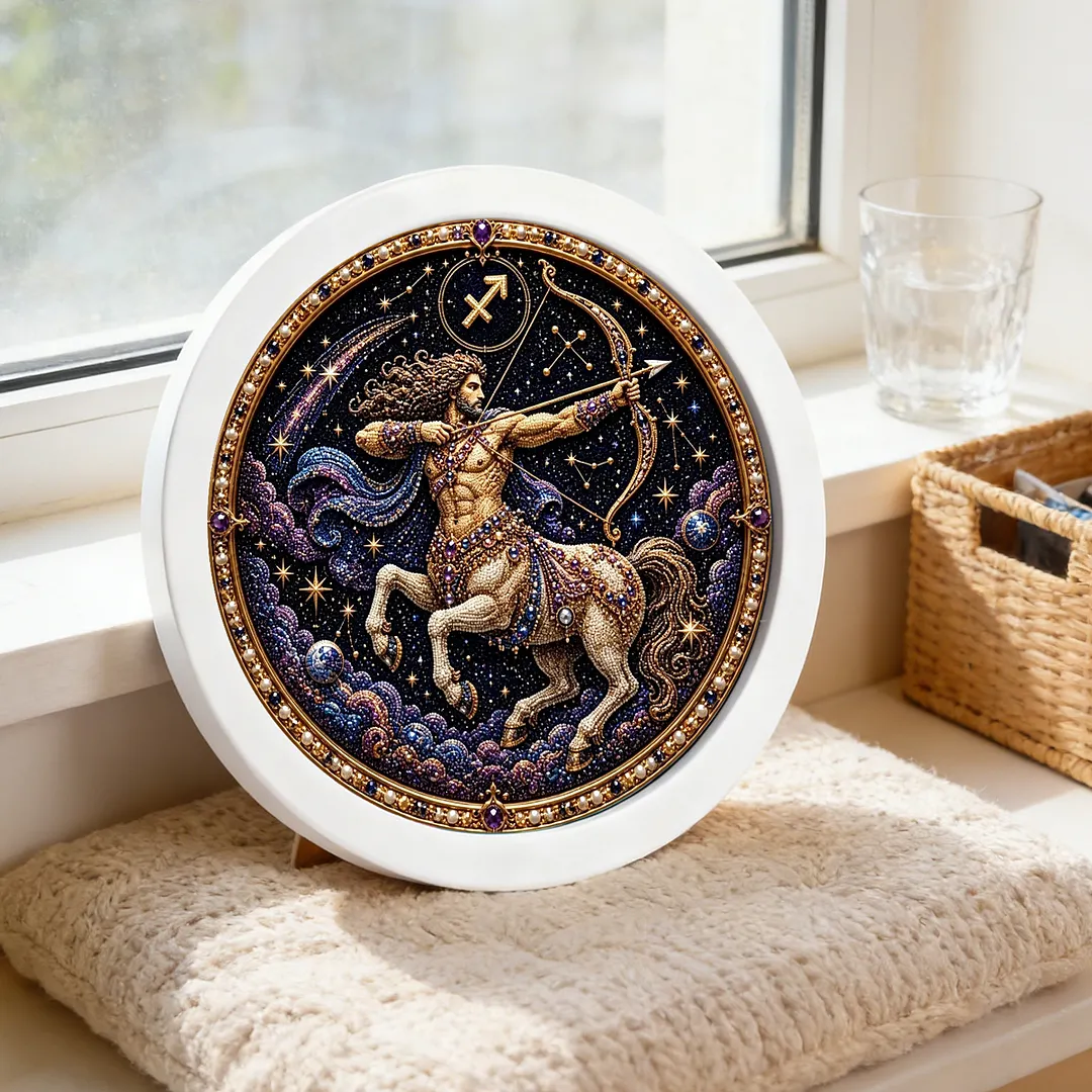 Framed Pearl Painting Kit Sagittarius Zodiac 7.87x7.87in for Adults