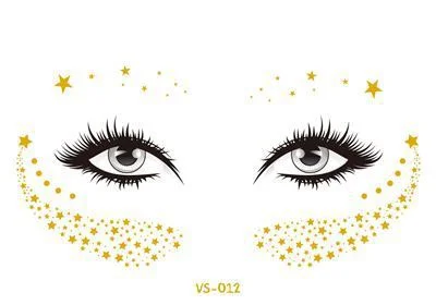 2021 New Gold Face Temporary Tattoo Waterproof Blocked Freckles Makeup Stickers Eye Decal Wholesale