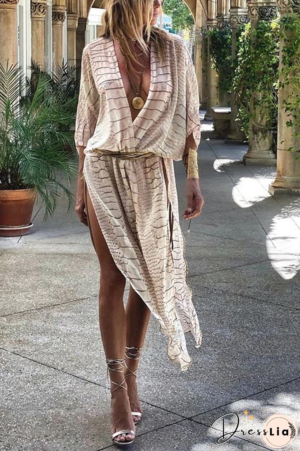 Print Slit Bat Cardigan