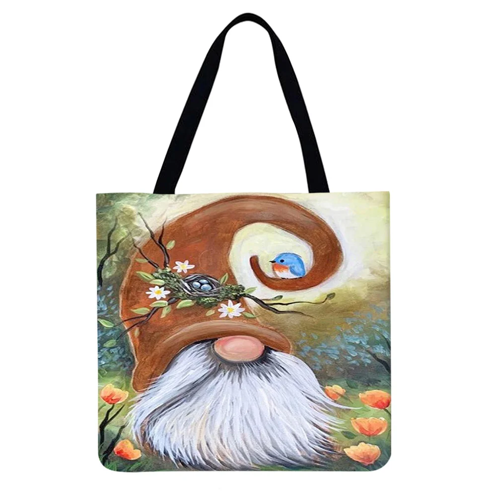 Linen tote bag- Cartoon dwarf flower