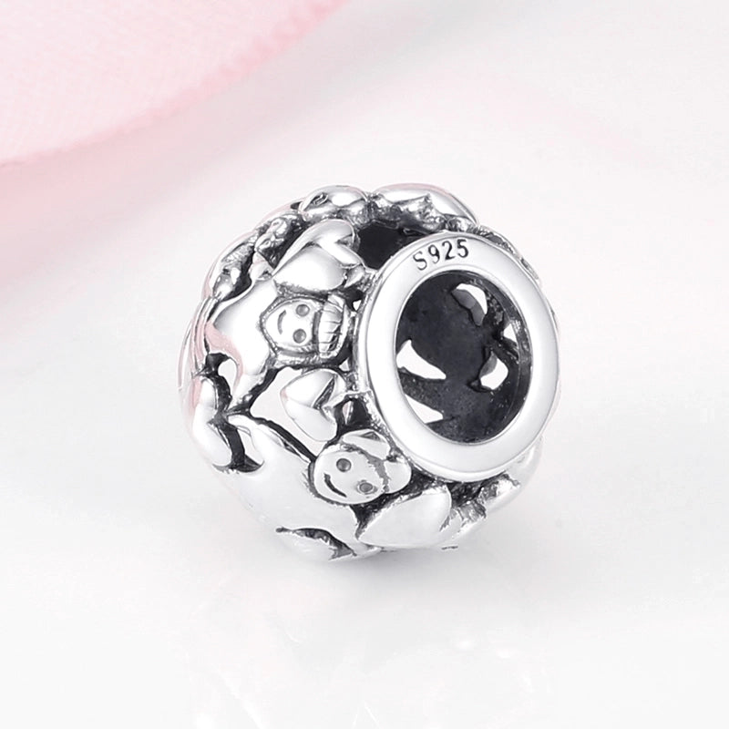 1 Piece Sterling Silver Zircon Inlay Polished Pendant Beads