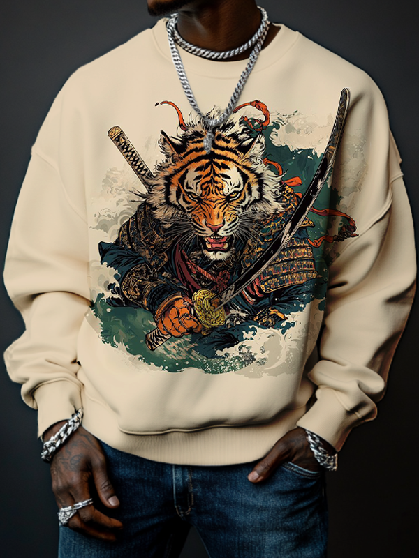 Men's Tiger Samurai Japanese Art Print Casual Sweatshirt
