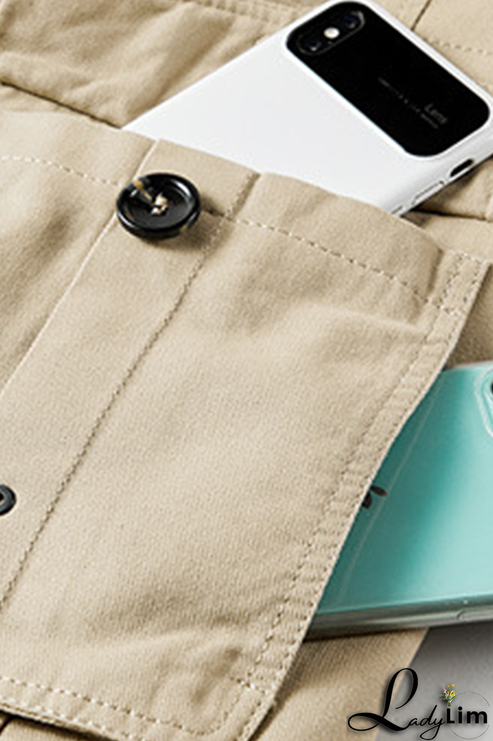 Earth Yellow Casual Solid Pocket Buckle Hooded Collar Outerwear