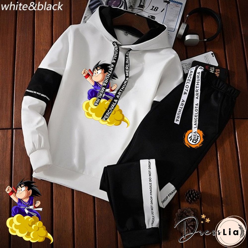 Anime Goku Hoody Tracksuit Jogging Hoodie Sweatpants Set Pullover Sweat Pants Suit Sportwear Outdoor Two Piece Outfits