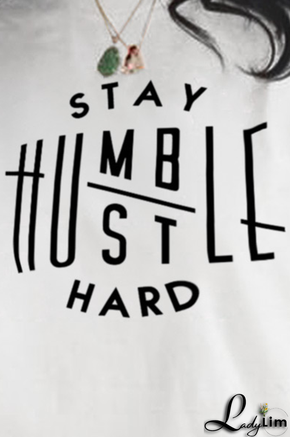 White Fashion Casual Print Split Joint Letter O Neck Tops