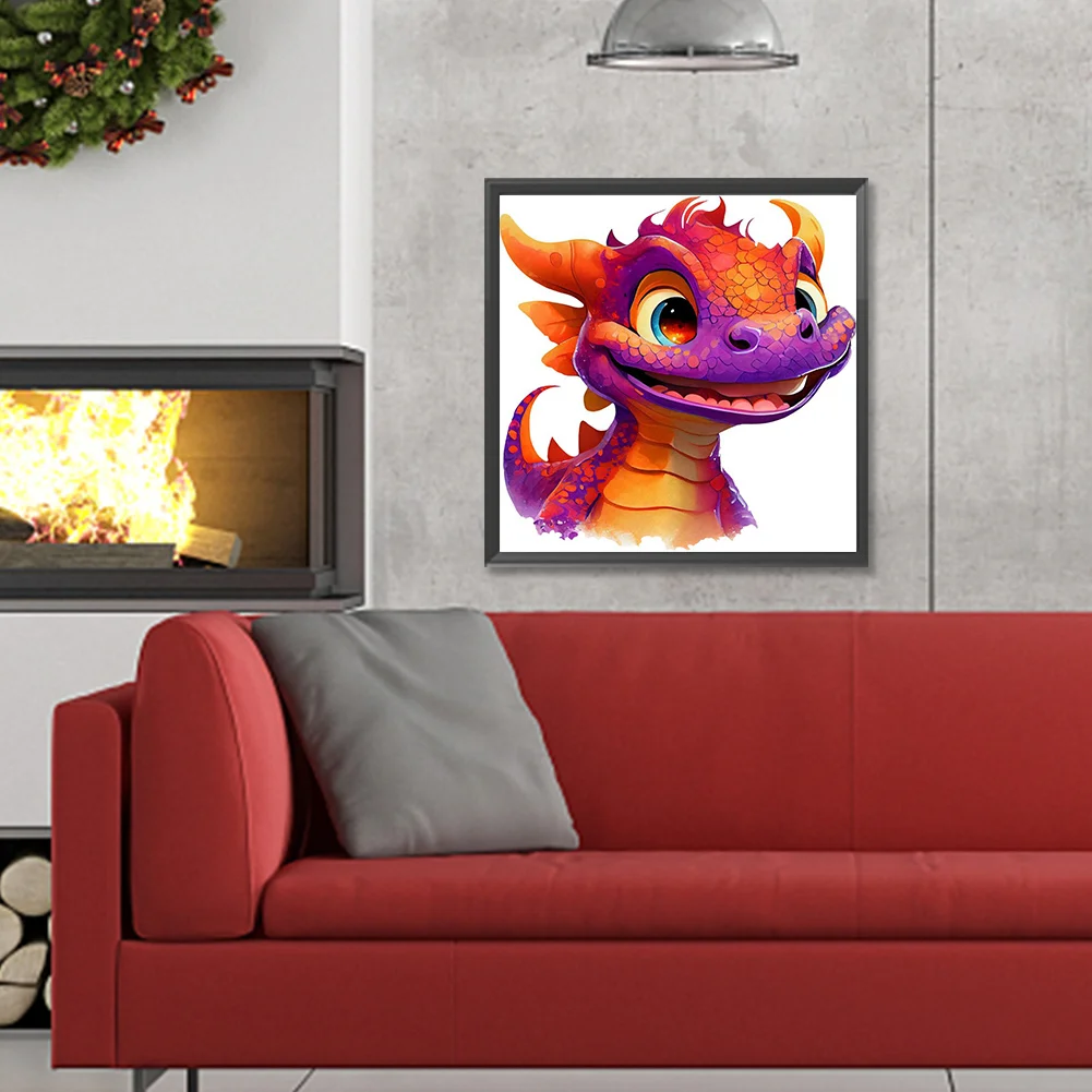 Full Round Diamond Painting 30*30cm - Little Dragon