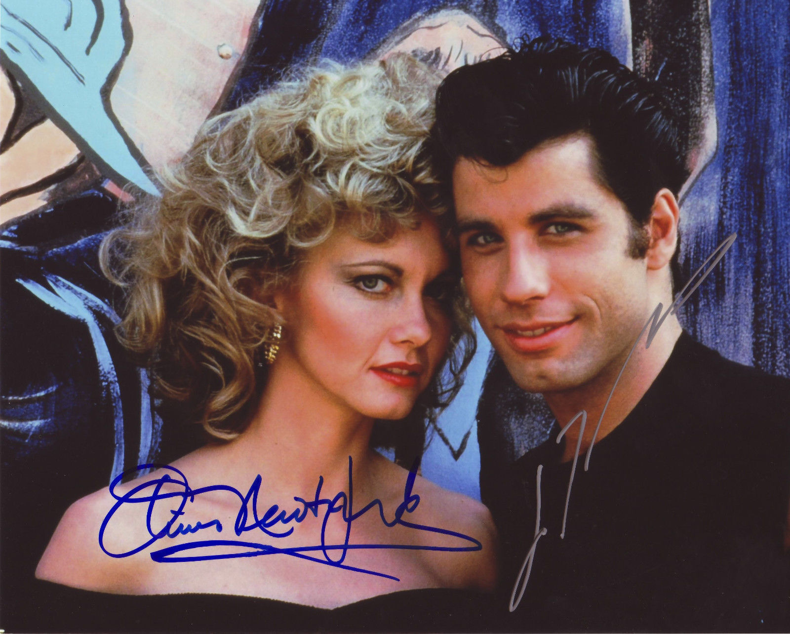 GREASE - JOHN TRAVOLTA & OLIVIA NEWTON JOHN AUTOGRAPH SIGNED PP Photo Poster painting POSTER