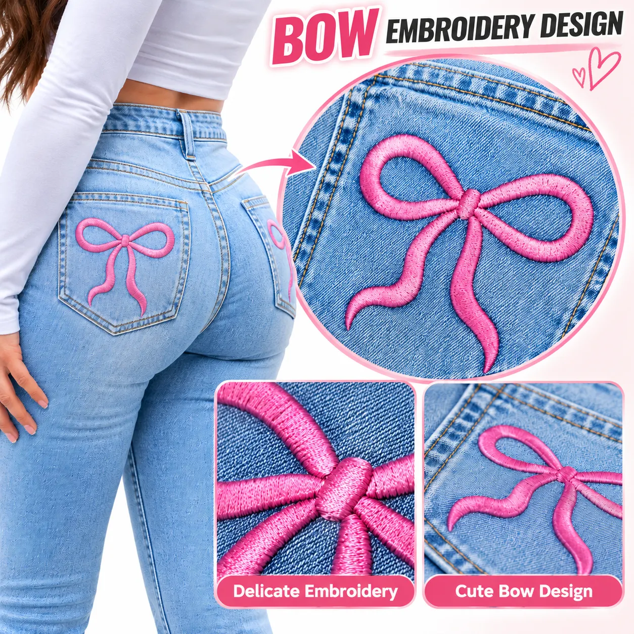 Bow embroidery detail