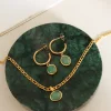 Green Aventurine & Golden Earrings Necklace