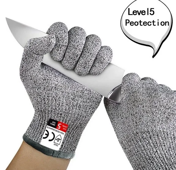 Grade 5 Cut Resistant Work Gloves Kitchen HPPE Scratch Resistant Glass Cutting Safety Protection for Gardeners