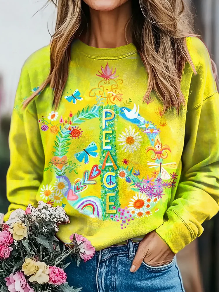 Hippie Peace Art Print Casual Sweatshirt