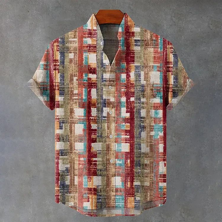 Men's Abstract Geometry Art Print Casual Shirt
