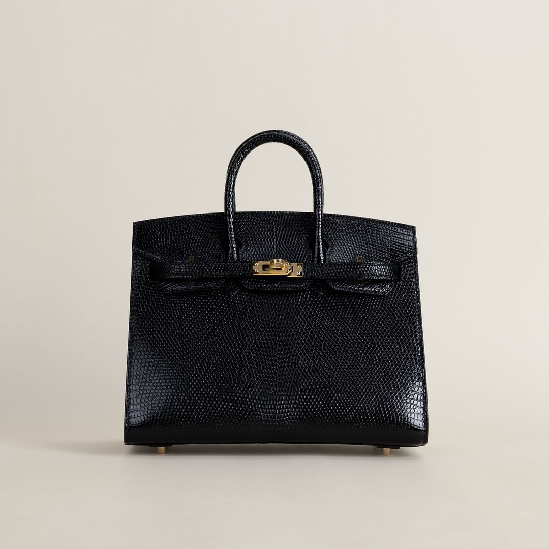 Birkin 20cm Lizard skin CC89 Noir  GHW