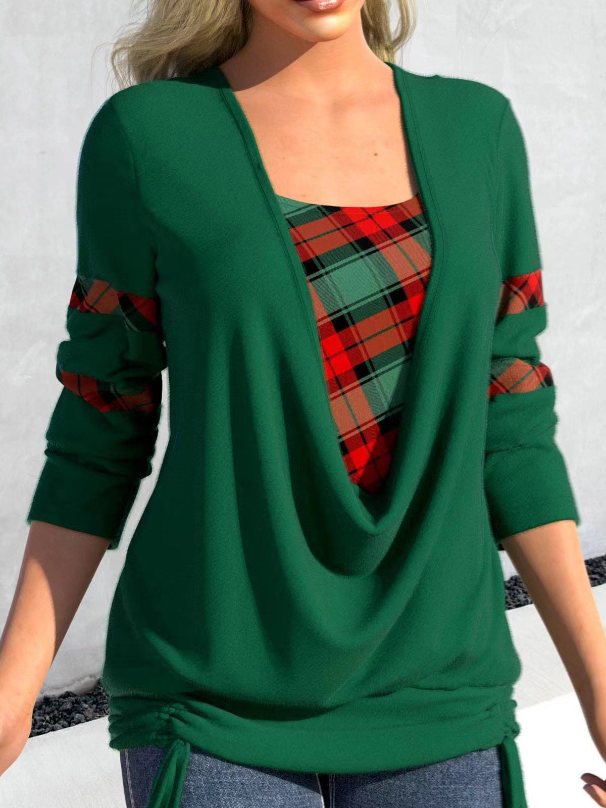 Women Long Sleeve V-neck Graphic Floral Printed Top