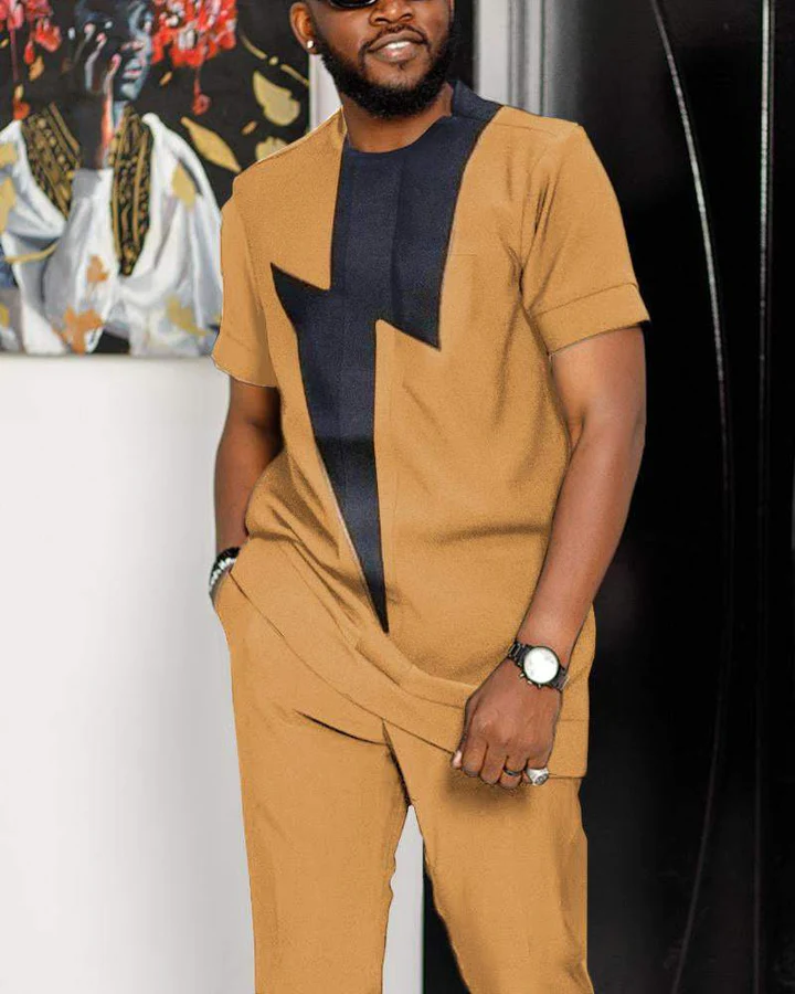 Men's Casual Colorblock Walking Suit-058