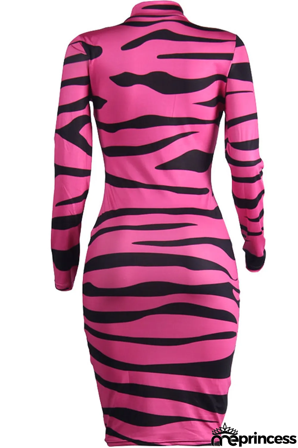 Yellow Polyester Fashion Sexy Long Sleeves V Neck Sheath Mini Print zebra Dresses