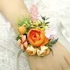 10PCS Autumn Wedding Bridal Groom Orange Pumpkin Themed Catering Guests Corsage Boutonniere Wrist Artificial Flower Bouquets