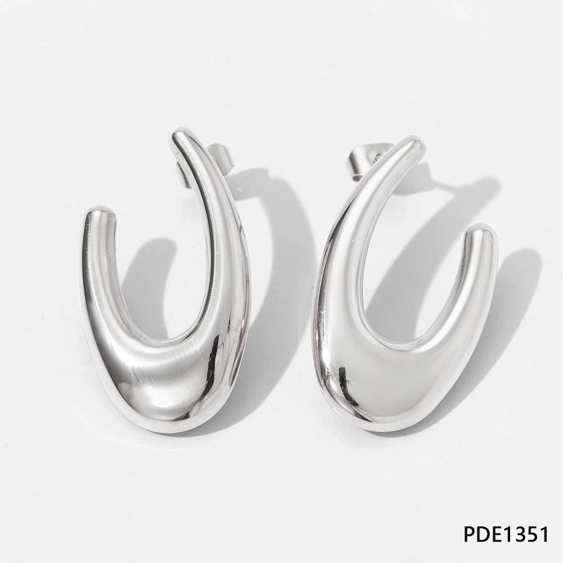 1 Pair IG Style Minimalist Solid Color Plating 304 Stainless Steel 16K Gold Plated White Gold Plated Gold Plated Earrings