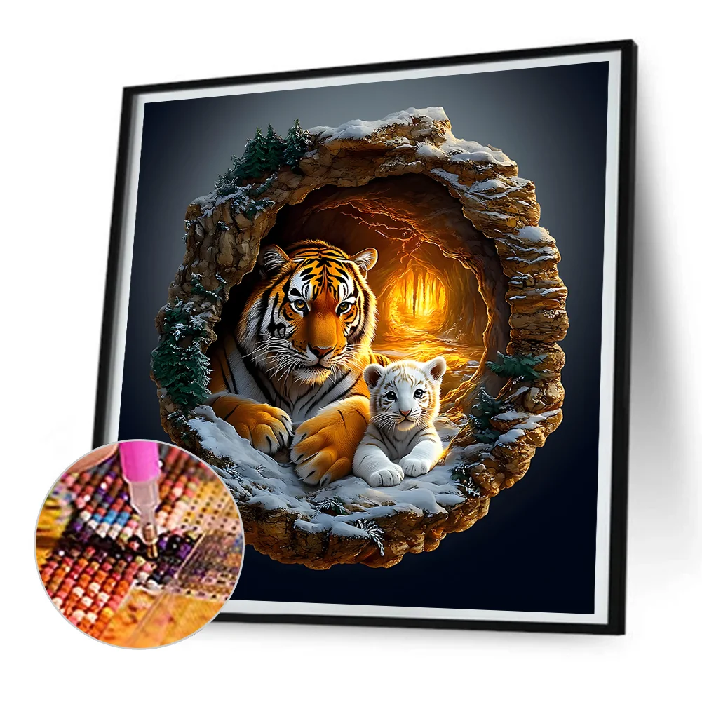 Diamond Painting - Full Round Drill - Cave Tiger(Canvas|30*30cm)