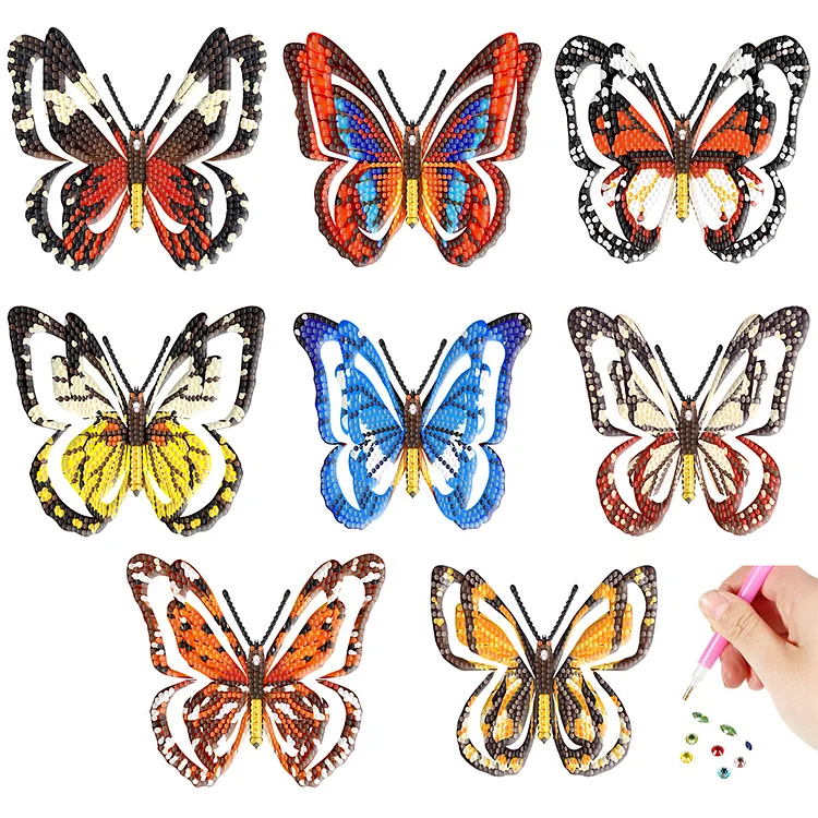 8Pcs Butterfly Kid Diamond Art Painting Stickers Kits Fun DIY Arts Crafts Paint