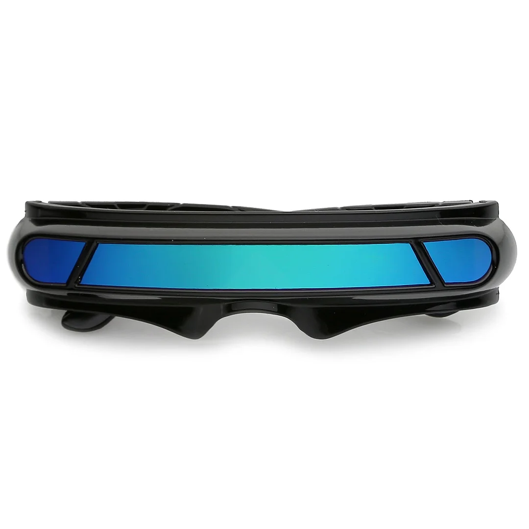 Futuristic Cyclops Shield Colored Mirror Mono Lens Wrap glasses 147mm