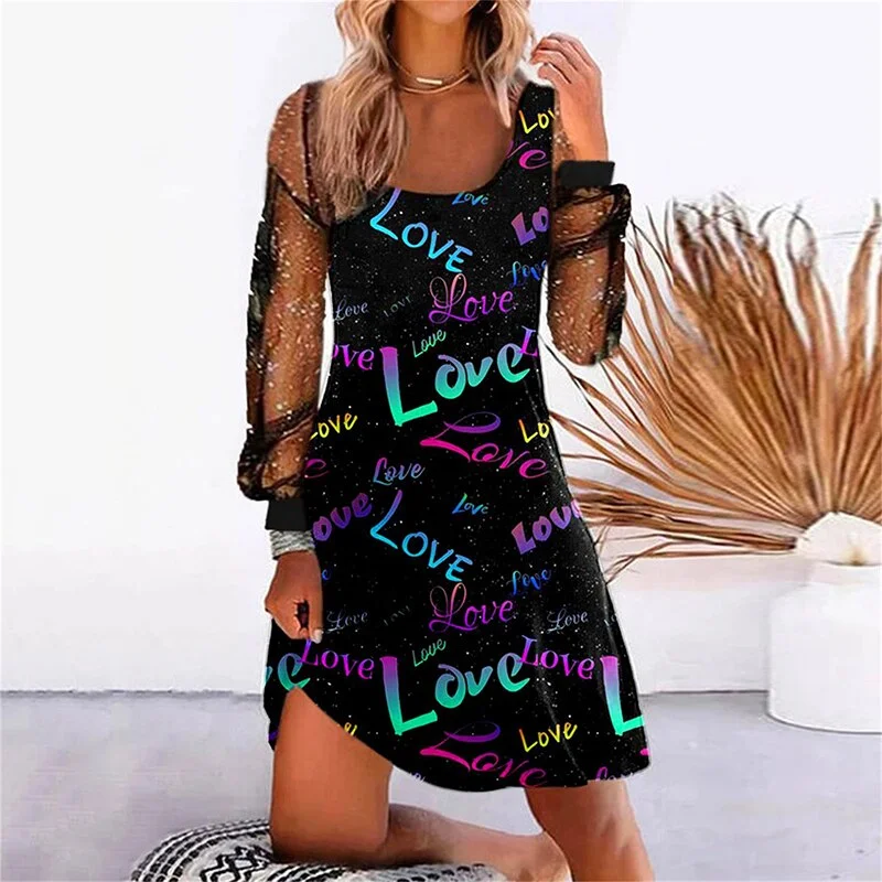 Women Elegant V Neck Mesh Long Sleeve Party Dress Spring Autumn Sexy Lace Patchwork Slim Mini Dress Vintage Femme Dress Vestidos